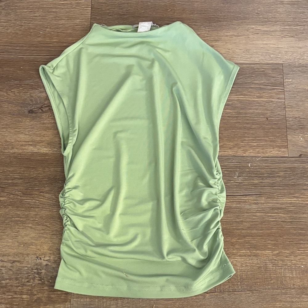 H&M Light Green Ruched Blouse